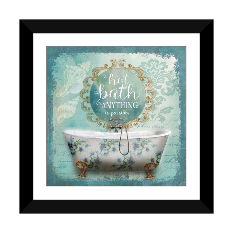 «Mirror Bath I», impression sur toile, H 16 po x l 16 po x P 1 po, Papier beaux-arts encadré noir, Blanc