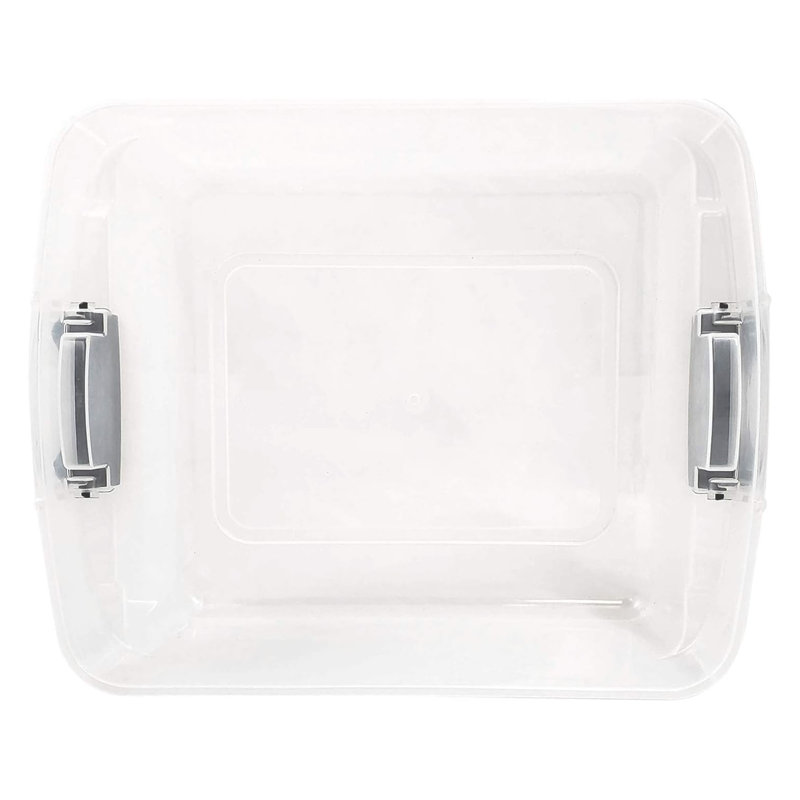 Clear Stackable Plastic Storage Bins with Black Lids, 15.5 Quart, Set of 4