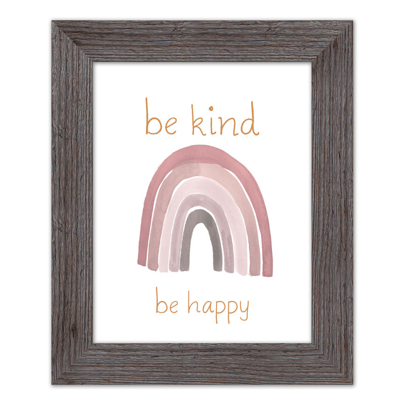 «Be Kind Happy», art encadré, H 14 po x l 11 po x P 0,75 po, Cadre gris
