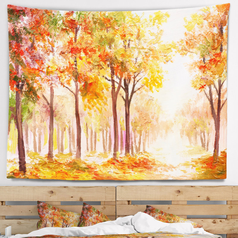 Paysage automne partout forêt tapisserie, H 78 po x l 92 po