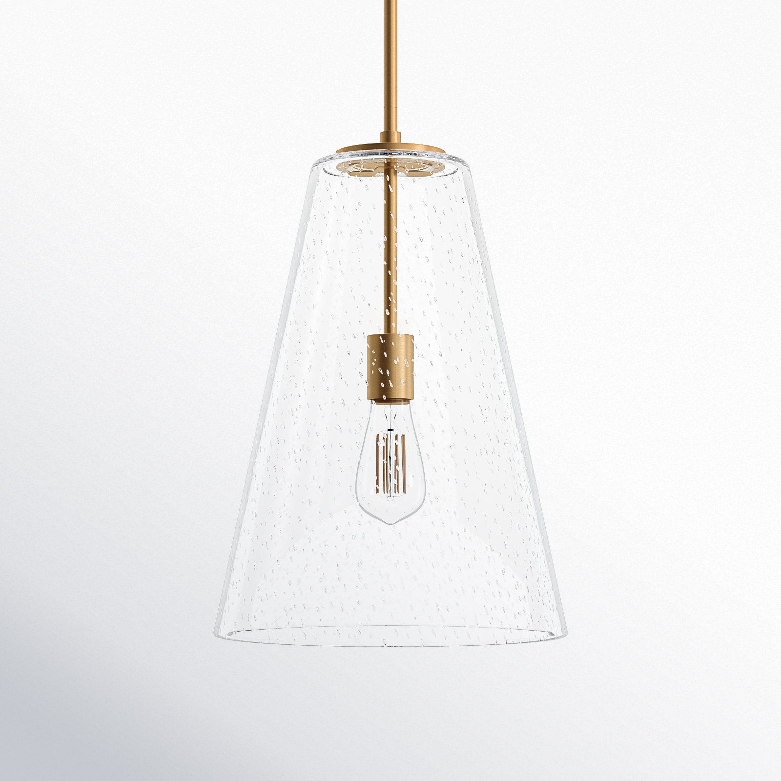 Evanne Single Light Glass Dimmable Pendant, Heritage Brass