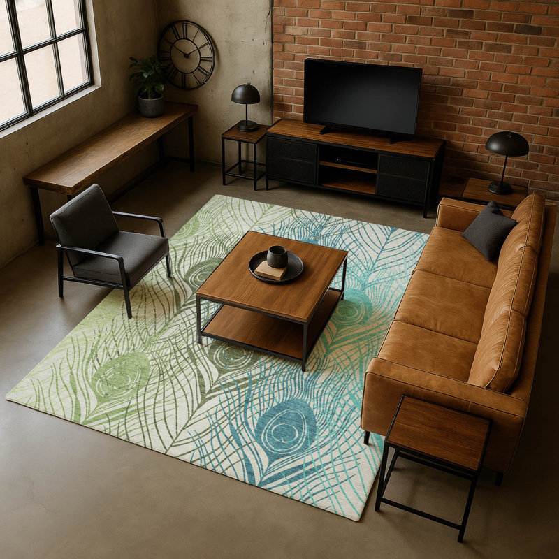 Premium Machine Washable Mayfield AMF2273 Floral Rug, 8' x 10', Aloe