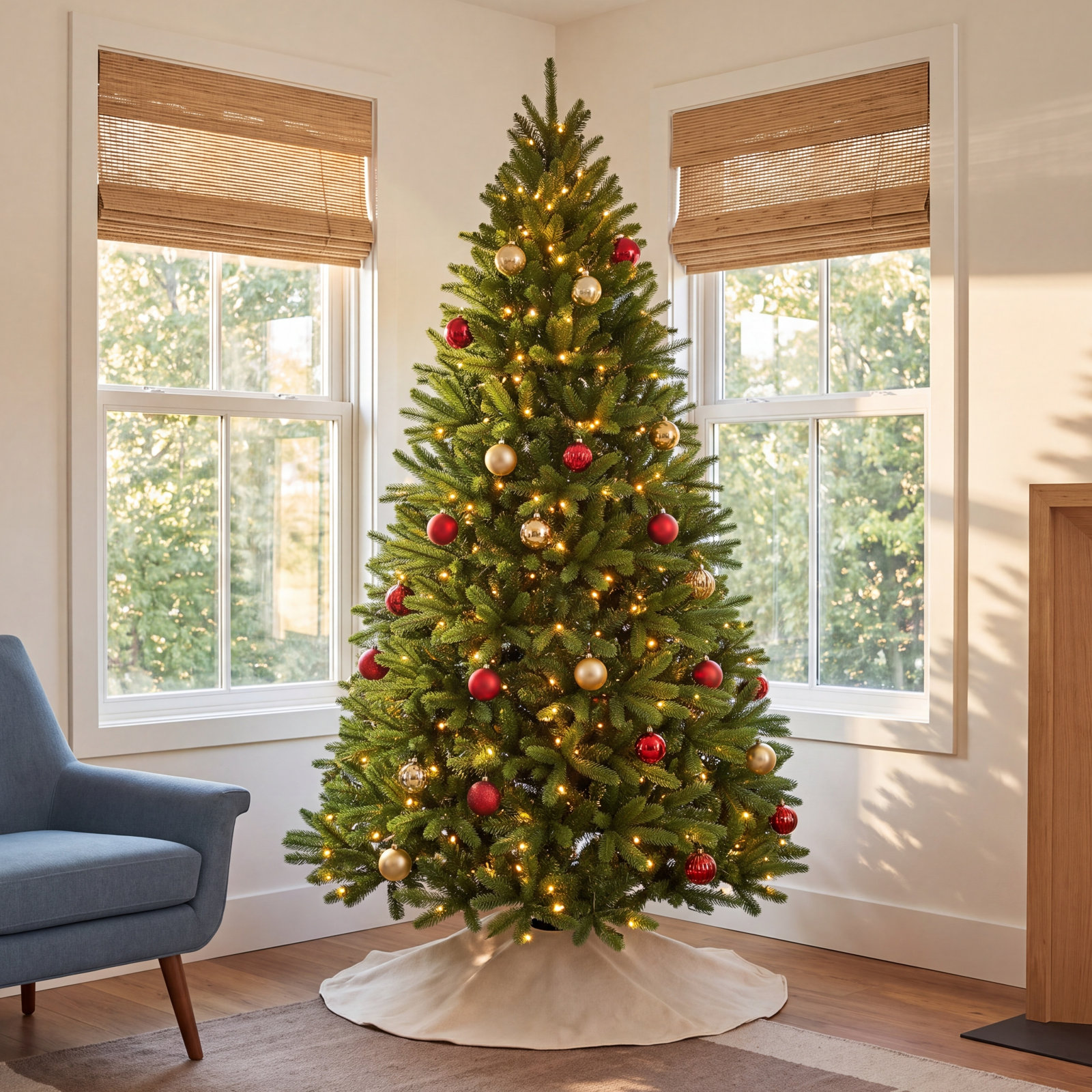 Pre-Lit Spruce Christmas Tree, 9' H