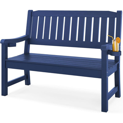 Outdoor Bench, 2-Person HDPS Garden Bench, Outdoor Benches Weatherproof, All-Weather Fade/Rot Resistant Patio Bench For Park, Front Porch, Backyard (N by Hokku Designs