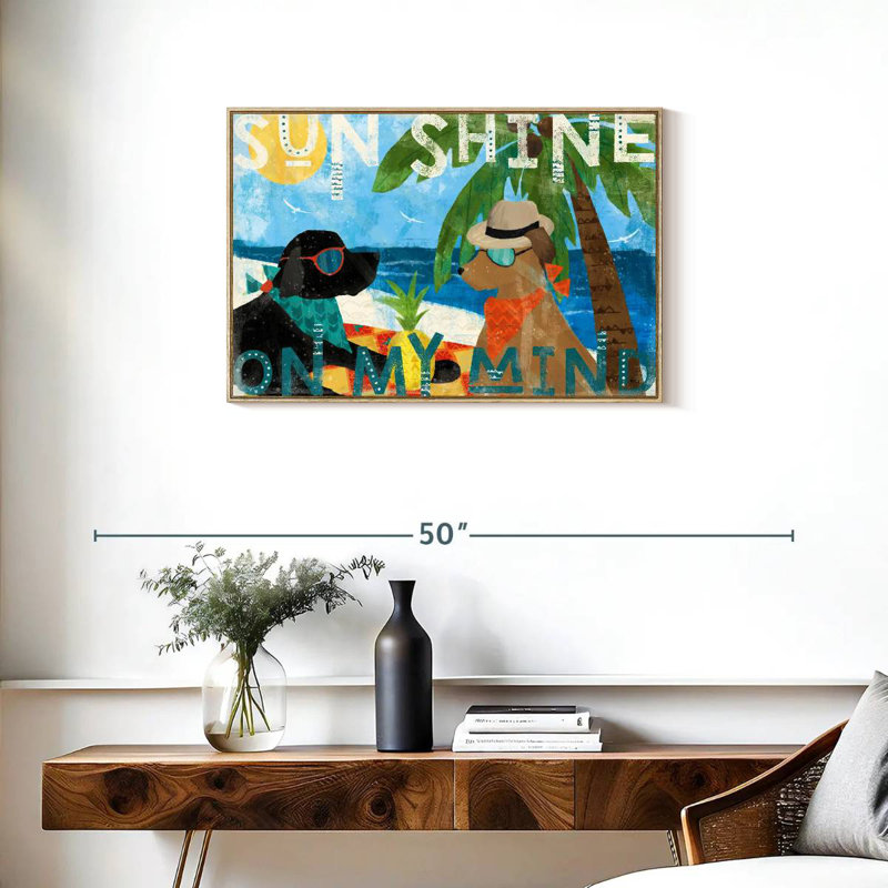 Good Vibes I, Floating Frame Natural Wood, 31" X 21"