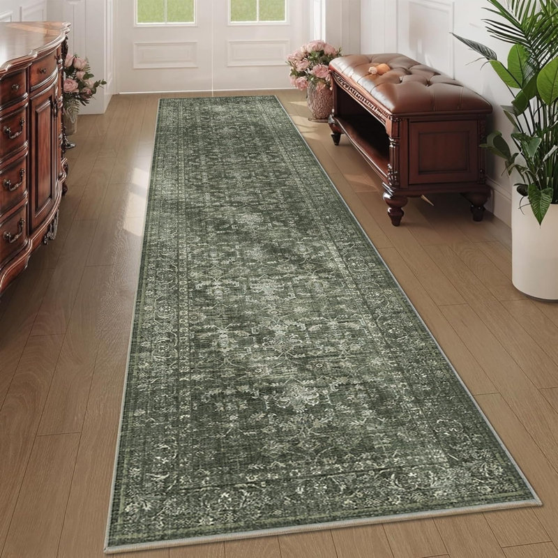 Floral Machine Tufted 120cm X 24cm Area Rug