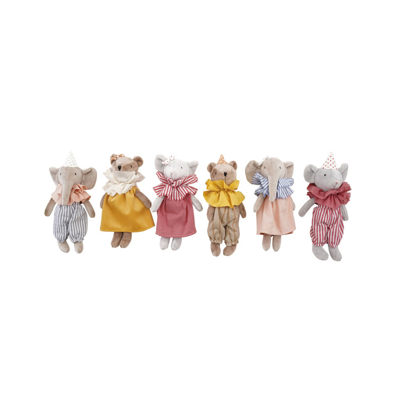 Ensemble de 6 peluches avec vêtements à collerette et chapeau/nœud papillon
