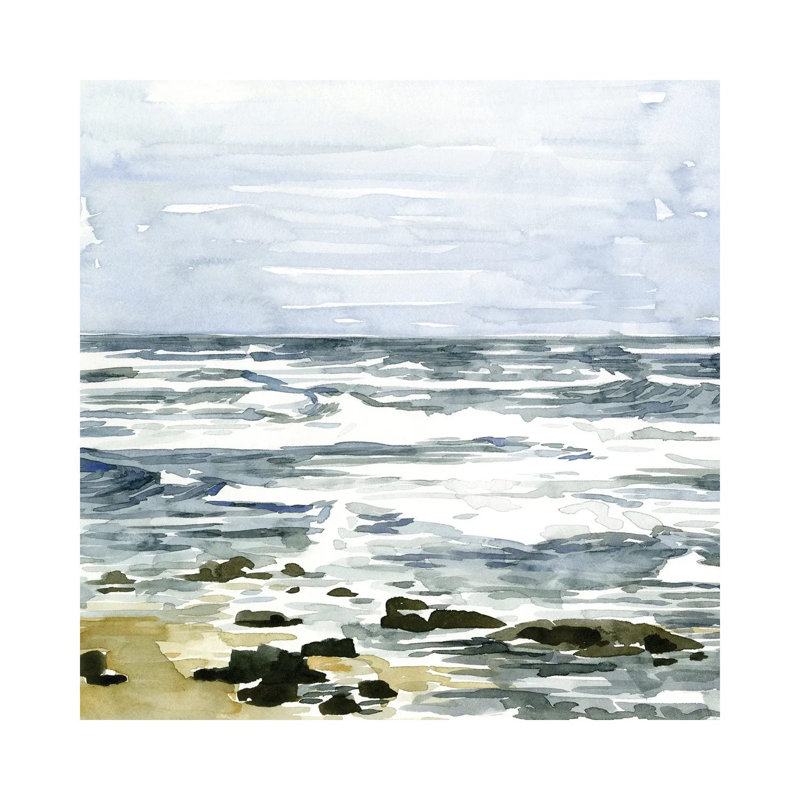 Loose Seascape I by Emma Caroline - Wrapped Canvas Painting, 30.48cm H x 30.48cm W x 1.91cm D