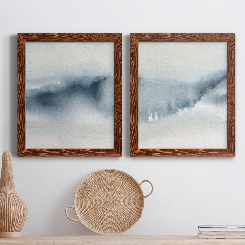 «Summer Rain I», ensemble de 2 peintures sur toile encadrées, H 20 po x l 34 po x P 1,5 po, Cadre en érable