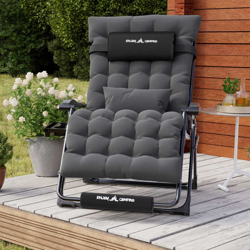 Dark Gray Oversized Zero Gravity Reclining Lounger with Cushions