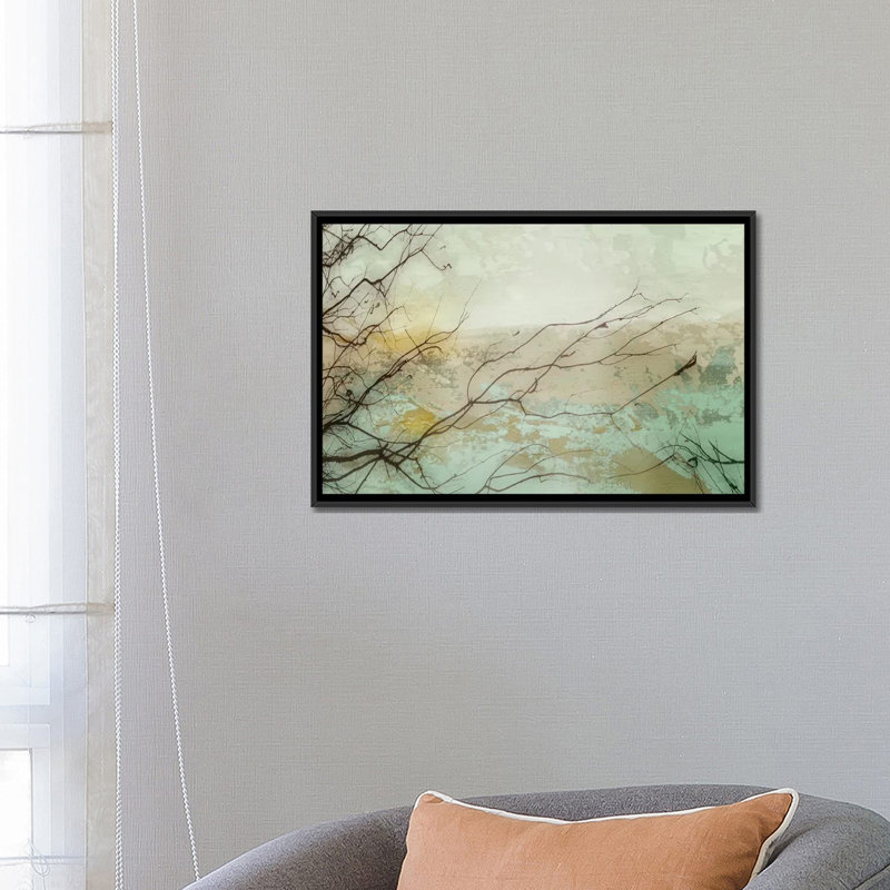 «Branches I», impression sur toile, H 18 po x l 26 po x P 1,5 po, Pas de tapis, Toile avec cadre noir
