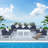 Qui 8 - Person Modern Aluminum Outdoor Sectional Seating Group with Cushions & Coffee Table, Rust-Resistant Patio Conversation Set-880619963-907778626