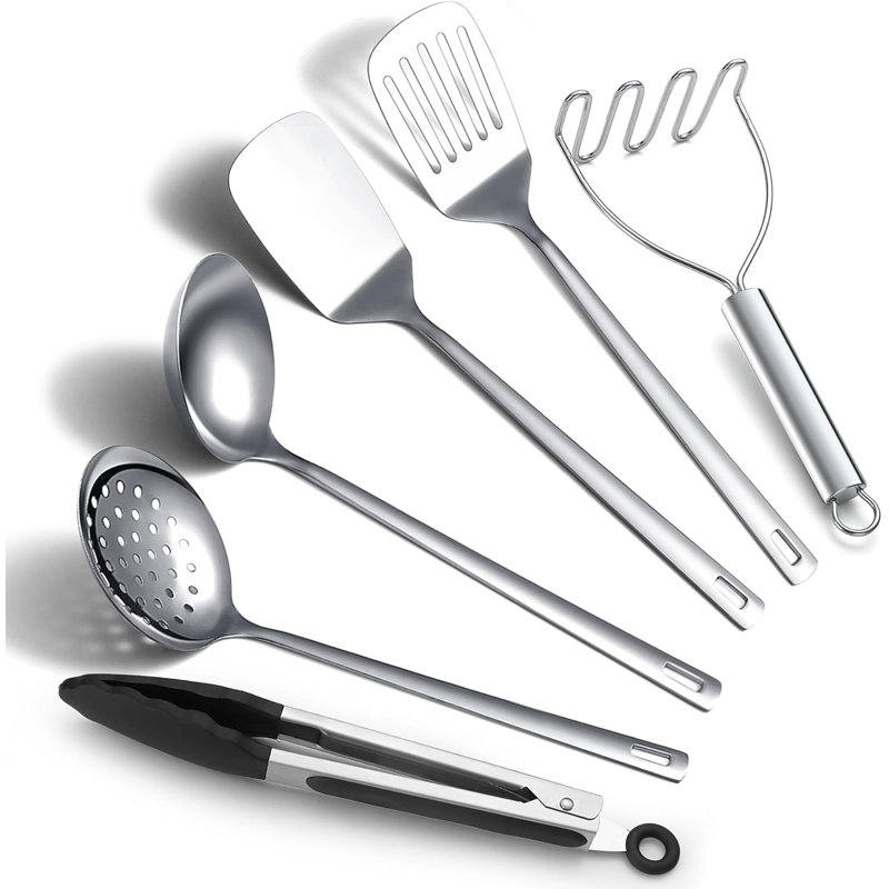 Ensemble d'ustensiles de cuisine en acier inoxydable - 6 pièces pour une cuisine polyvalente