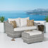 Causeuse d'extérieur en osier de 55 po de large avec housses de coussin Sunbrella Fionnula