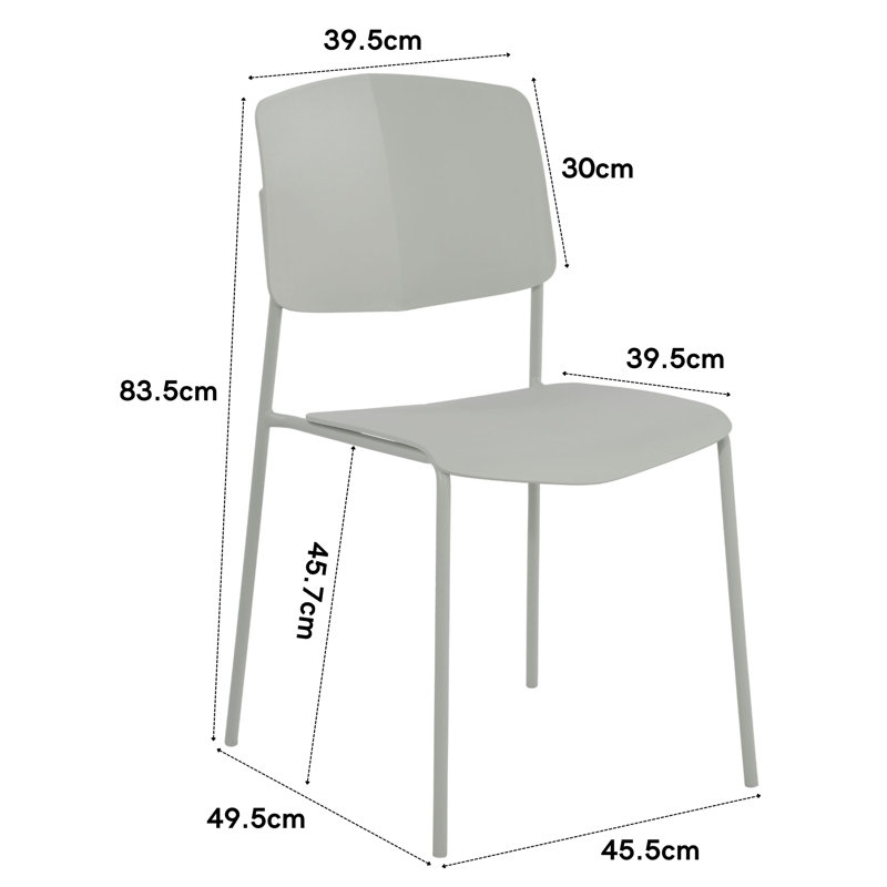 Set of Four Black Aspen Academy Kitchen Side Chairs, Stackable Design, Plastic, Light Grey