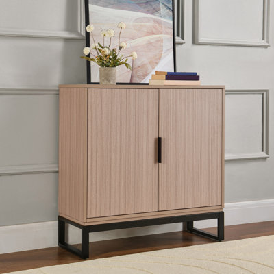 Narrow Wood Entryway Console Table With 2-Door Cabinet Storage