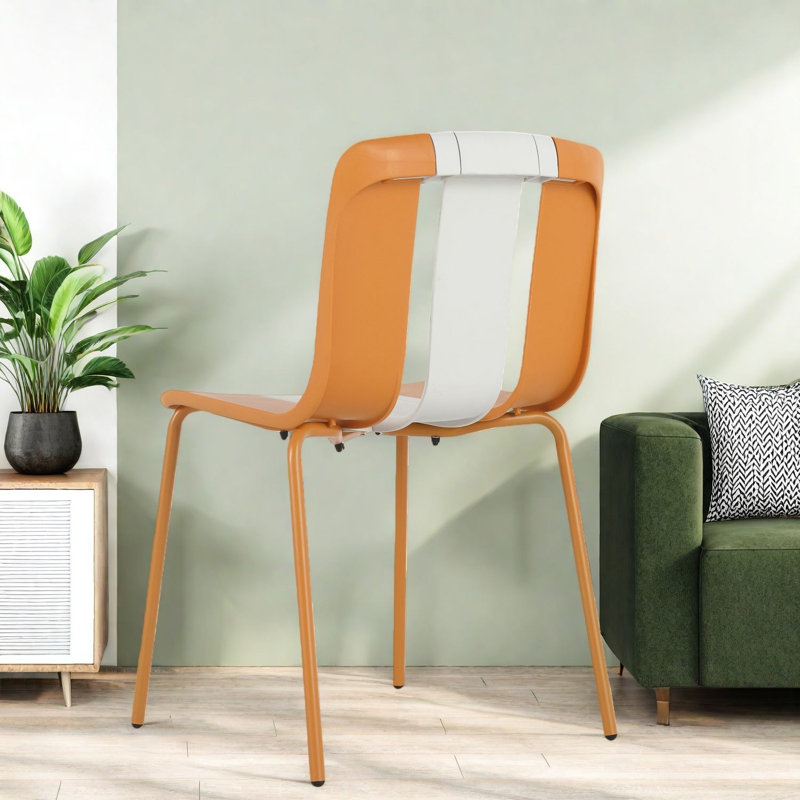 Ensemble de 4 chaises de salle à manger ergonomiques, pieds en métal pour siège en PP, intérieur moderne pour l'extérieur