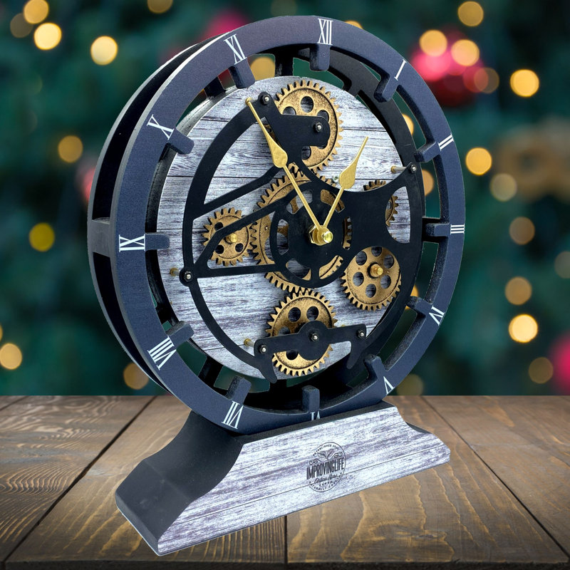 Wood Wall Clock, Silver Grey
