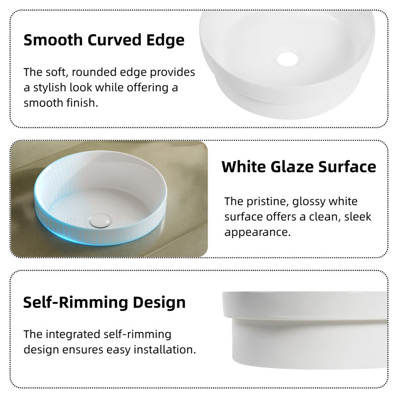Lavabo vasque en céramique semi-encastré Los Flexi, H 4,72 po x L 14,37 po x l 14,37 po