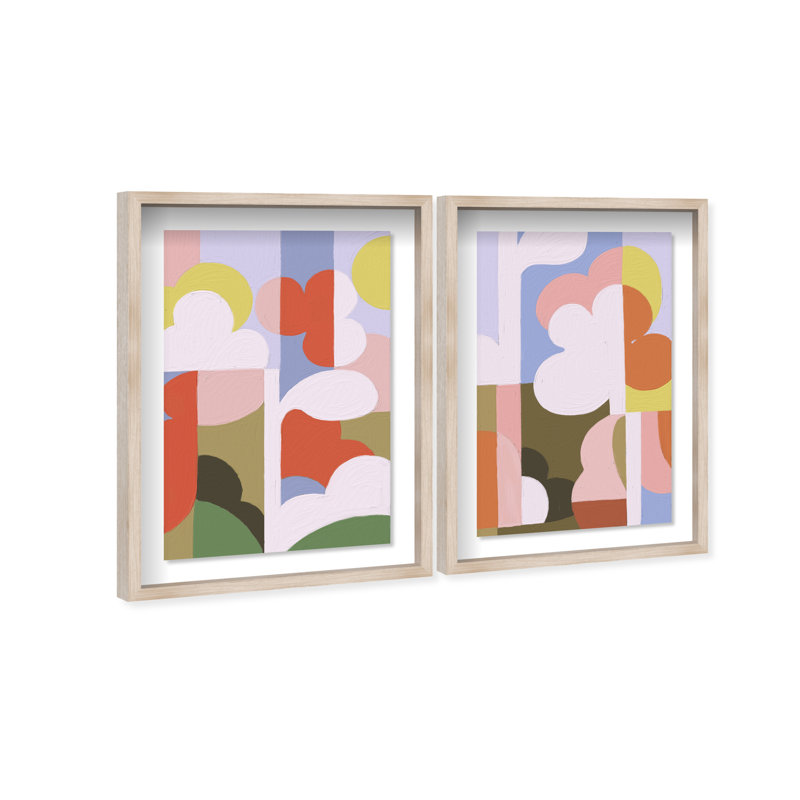 Cloudy Pop Set Set by Oliver Gal, 21"H x 31"W, Natural Oak Shadowbox