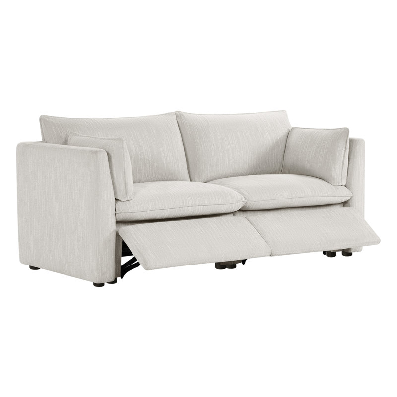 80" W Super Wide Modular Power Sofa with 2 Pillows, Light Gray