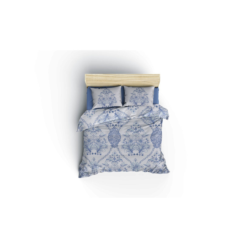 Cotton Floral Duvet Cover, King Duvet Cover + 2 King Pillowcases