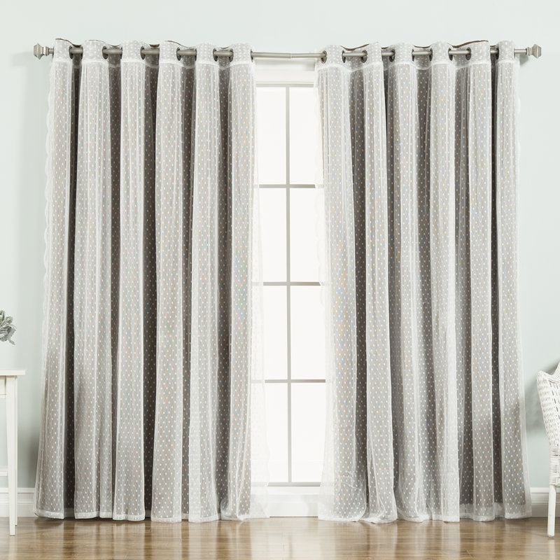 Damyiah Polyester Blackout Curtain Panel (1 Sheer and 1 Blackout Panel), Chocolate, 80" W x 84" L
