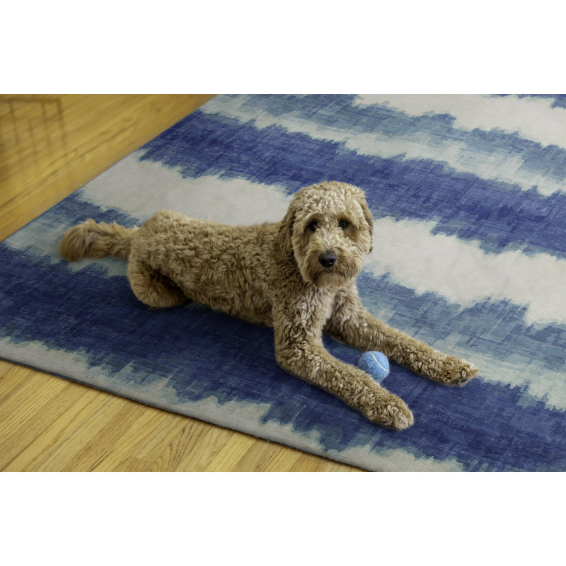 Tapis ivoire et bleu Apopka, Rectangle 7 pi x 9 pi