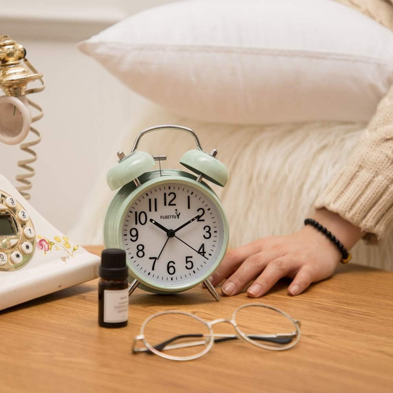 Loud Alarm For Deep Sleepers 4In Twin Bell Alarm Clock With Backlight For Bedroom And Home Decoration(Green)