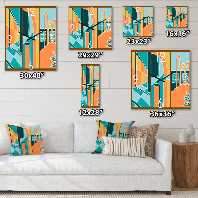 Formes géométriques pour fenêtres de style rétro - horloge murale moderne, Très grand