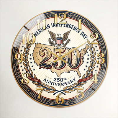 Horloge murale décorative moderne en verre American Independence USA 250th Anniversary