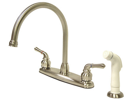 Kingston Brass Magellan Two-Handle 4-Hole 8" Centerset Kitchen Faucet with Side Sprayer