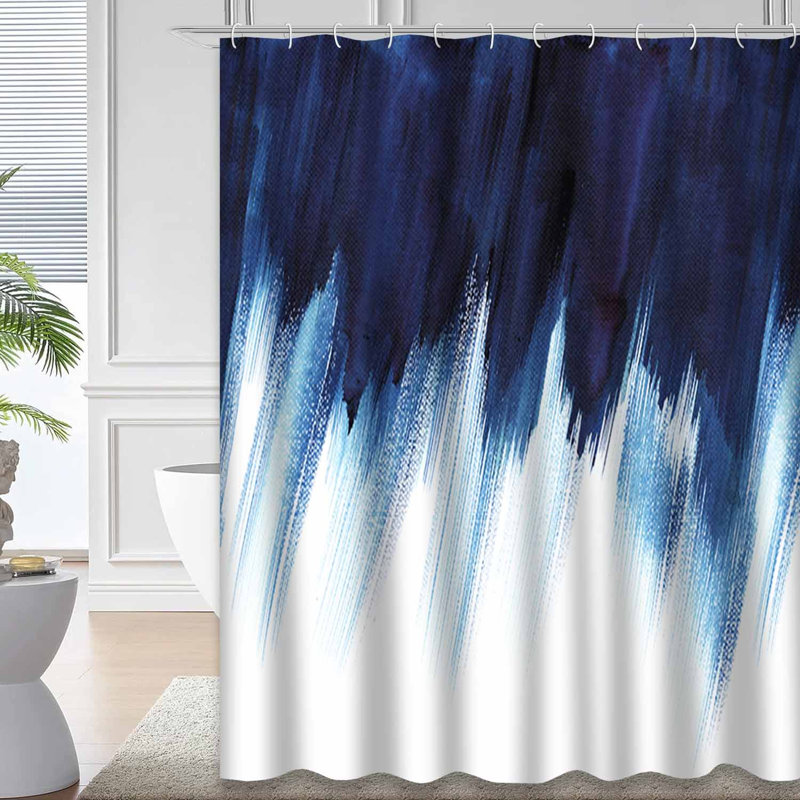 Rideau de douche bleu imperméable, rideaux de douche pour la salle de bain avec 12 crochets, 72" L x 84" W