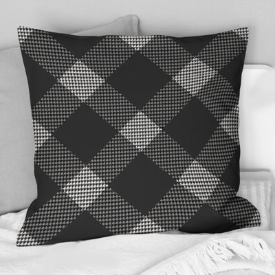 Gray Houndstooth Print - Traditional Throw Pillow