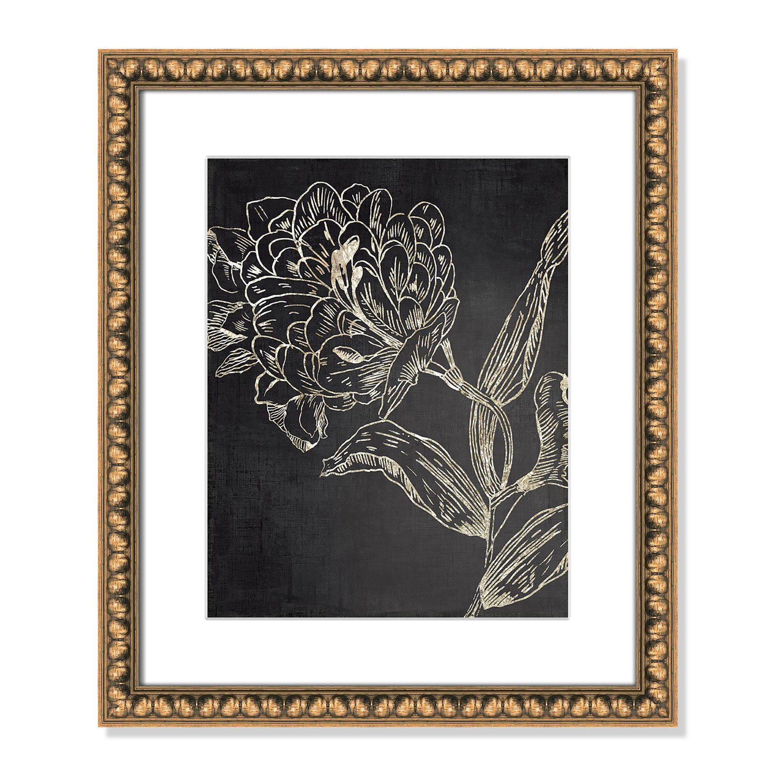 Clarendon "Golden Flower Folklore II" Print, 20" H x 17" W, Gold Bead