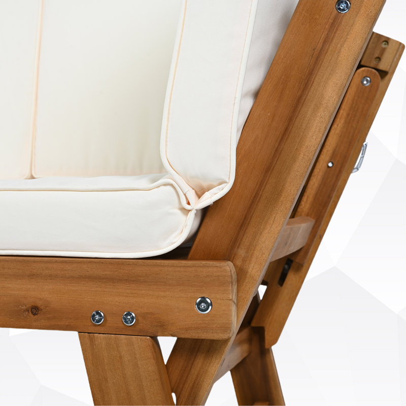 Canapé d'extérieur polyvalent en bois pour la détente et les rassemblements, Beige Cushion/Natural Frame