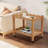 Solid Rubberwood Rolling Side Table with Lockable Wheels and Removable Tray
