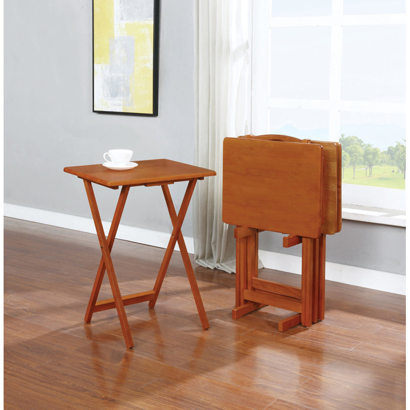 Ensemble de tables de bout en bois massif, Brun doré