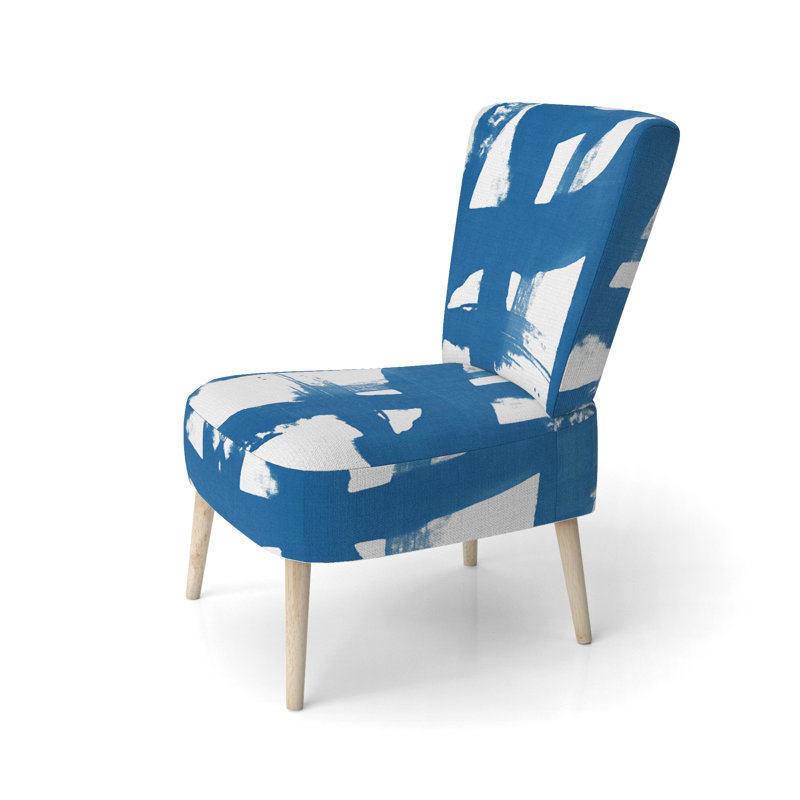 Crossing Paths I - Chaise d'appoint rembourrée moderne, Mélange de polyester bleu / blanc