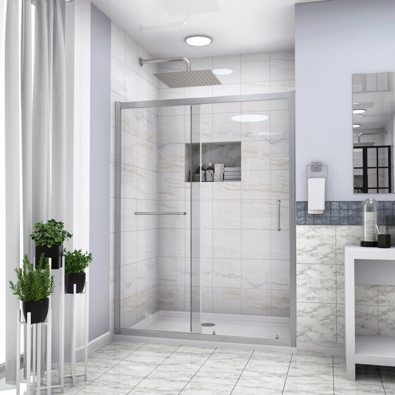 Shower Door 48" W X 72"H Single Sliding Opening Bypass Sliding Opening Shower Enclosure Door, 1/4 " (6Mm)