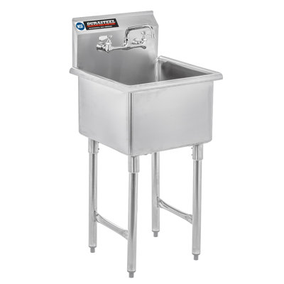 Évier commercial à simple cuve avec robinet sans plomb - format de cuve 18 po x 18 po x 13 po - Certifié NSF