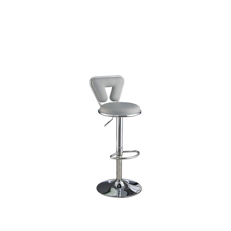 Tabouret de bar contemporain 2 pièces - Similicuir gris, base, structure en métal pour tabourets en cuir, Gris