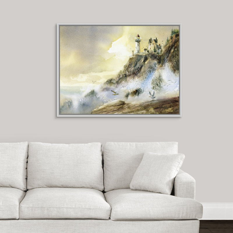 « outer banks » par jess hager, peinture sur toile, H 30 po x l 40 po x P 1,75 po, Cadre blanc