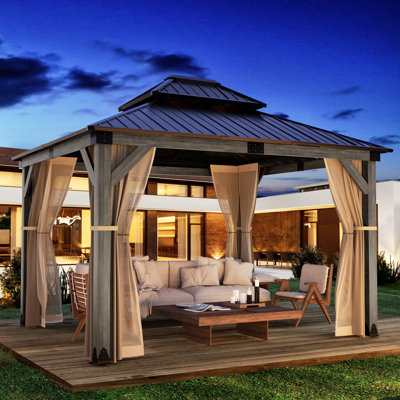 12 pi. L 10 pi. D Pavillon de jardin en bois massif