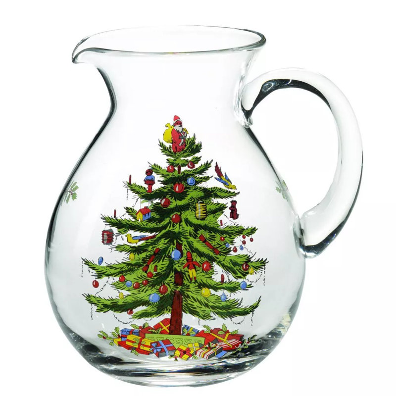 Spode Christmas Tree Glass Pitcher 6 Pt/9"