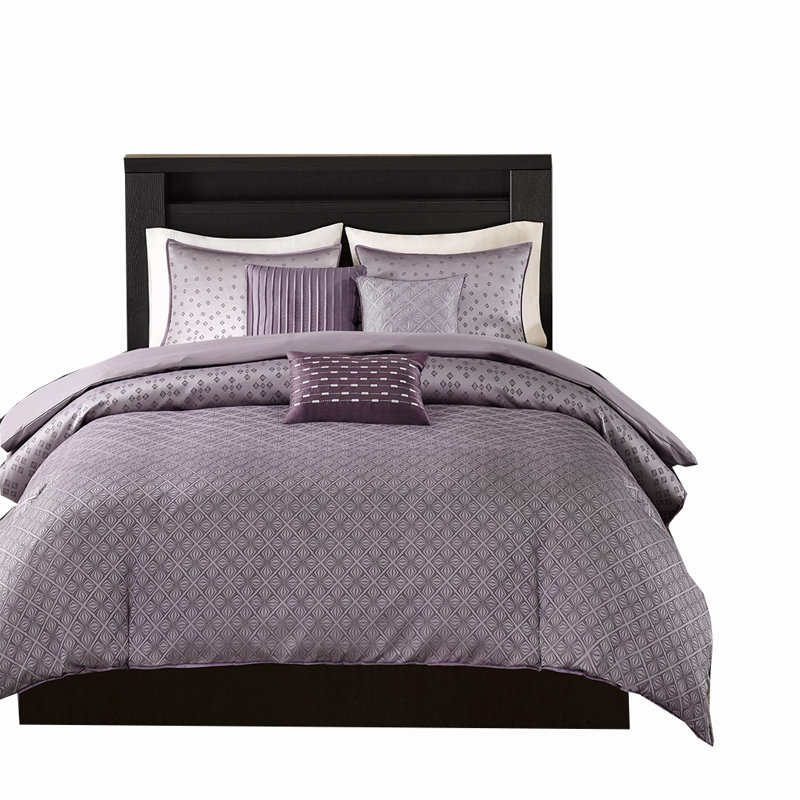 Ensemble de housse de couette en jacquard Grquie Mills Pasquale Ombre, Housse de couette pour très grand lit + 5 pièces