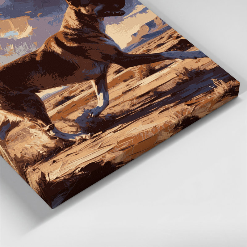 «Dogs Canaan Dog», art mural sur toile brune, H 20 po x l 24 po