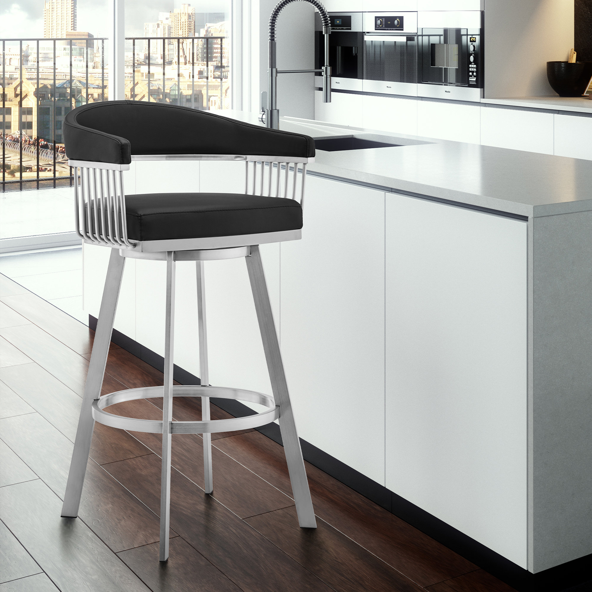 Wade Logan® Swivel Counter or Bar Height Bar Stool with Arms