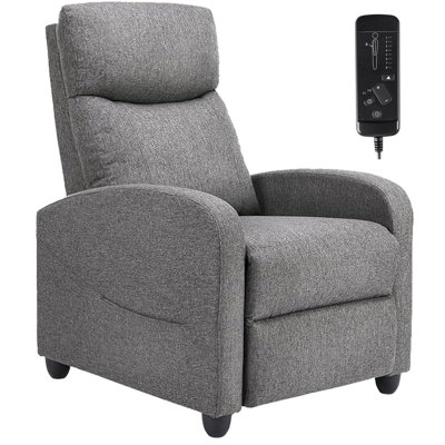 Recliner Chair With Massage And Lumbar Support, Small Fabric Home Theater Seating, Adjustable Modern Reclining Chair For Adults In Living Room by Ebern Designs