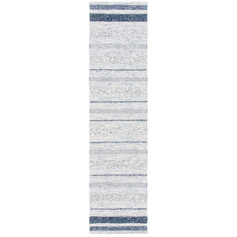 Dooley Hand Woven Cotton Striped Rug, Runner 2'3" x 9'
